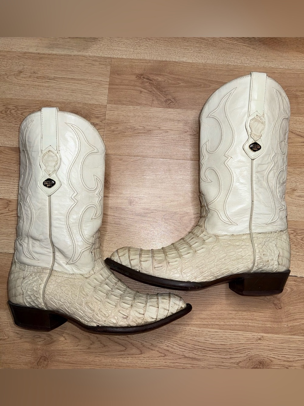 Los Altos Handcrafted Genuine Crocodile Western Cowboy Boots Size 10.5